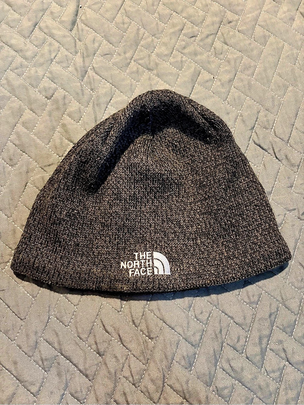 The North Face Black Gray Heather Fleece Lined Knit Beanie Winter Hat